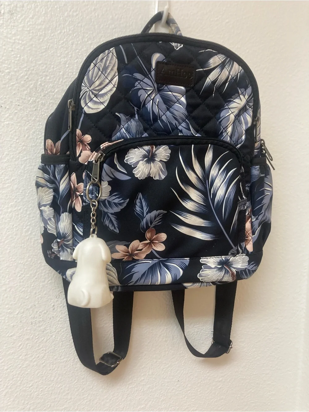AM HOO Black Floral Lunch Backpack